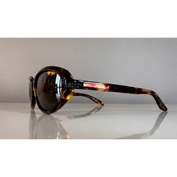 Gucci Vintage Y2K GG2465/S Tortoiseshell Oval Sunglasses Brown Made in Italy - Picture 6 of 16